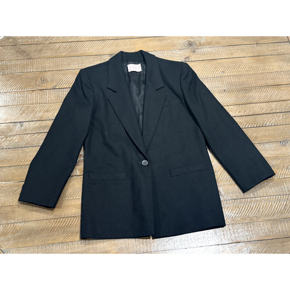 Vintage PENDLETON Black Petite Suit Blazer 100% Virgin Wool - Size 8 - Picture 7 of 11